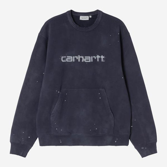 Carhartt WIP Painter Crewneck Sweatshirt Destroy Wash Splatter Dark Navy-Black Sheep Skate Shop
