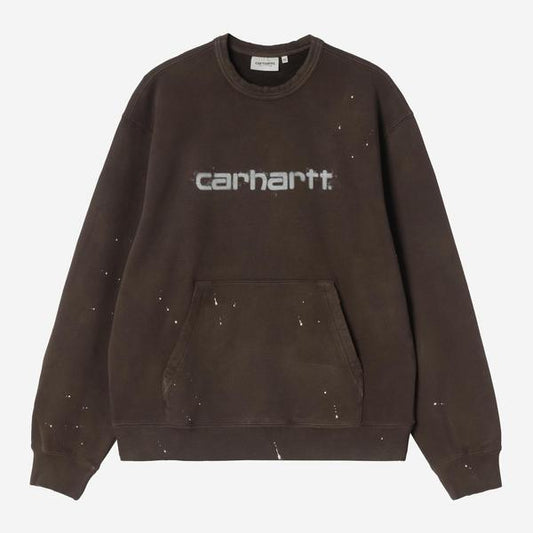 Carhartt WIP Painter Crewneck Sweatshirt Destroy Wash Splatter Tobacco-Black Sheep Skate Shop