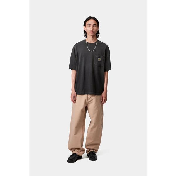 Carhartt WIP S/S Hudson Pocket T-Shirt Black (Chalk Wash)-Black Sheep Skate Shop