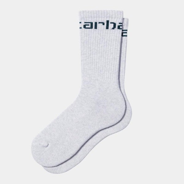 Carhartt WIP Script Crew Socks Ash Heather - Duck Blue-Black Sheep Skate Shop