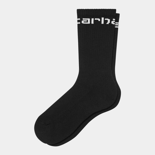 Carhartt WIP Script Crew Socks Black - White-Black Sheep Skate Shop