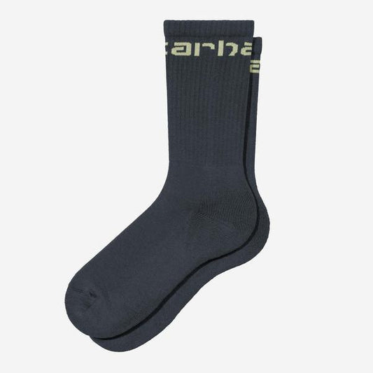 Carhartt WIP Script Crew Socks Deep Night - Gentle Green-Black Sheep Skate Shop