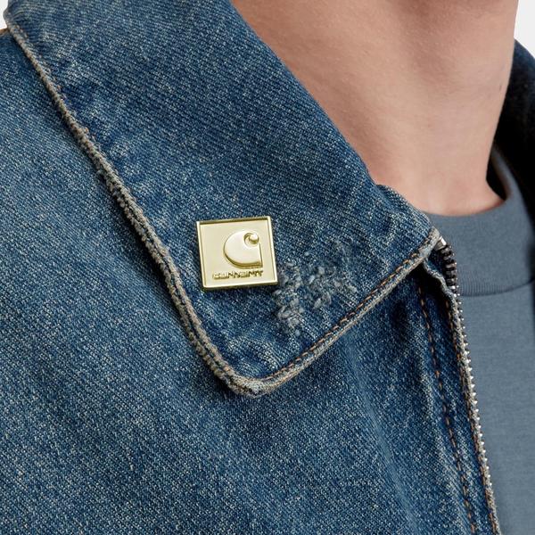 Carhartt WIP Square Label Pin Gold-Black Sheep Skate Shop