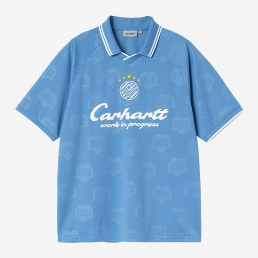 Carhartt WIP Terrace Football Jersey T-Shirt Curacao Heart Train Jacquard-Black Sheep Skate Shop