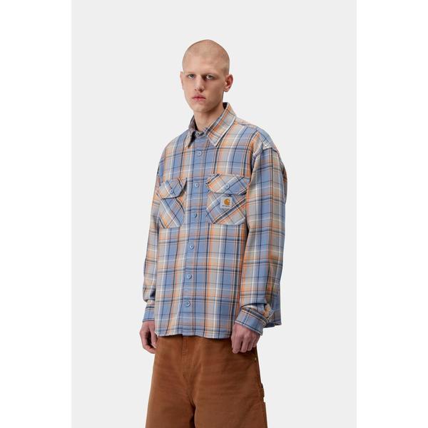Carhartt WIP Tunick Check Flannel Shirt Gentle Blue-Black Sheep Skate Shop