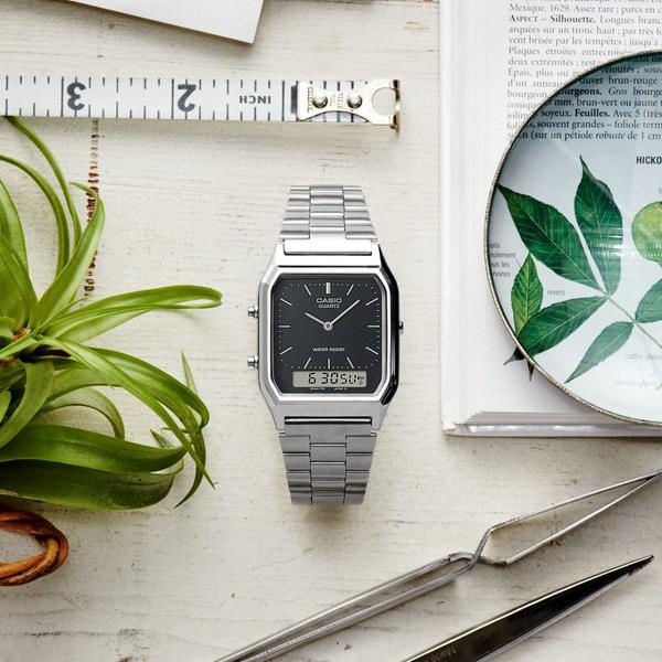 Casio Analog - Digital Vintage Watch AQ230A-1DM Black - Silver-Black Sheep Skate Shop