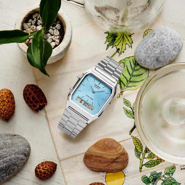Casio Analog - Digital Vintage Watch AQ230A-2A1 Teal - Silver-Black Sheep Skate Shop