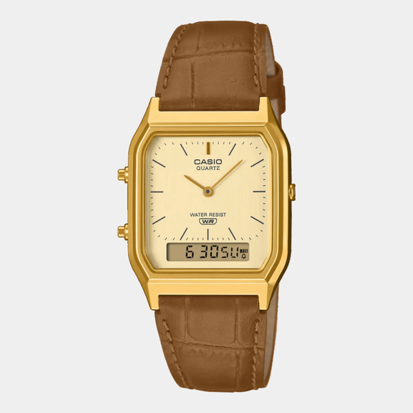 Casio Analog - Digital Vintage Watch AQ230EGL-9A Gold - Brown-Black Sheep Skate Shop