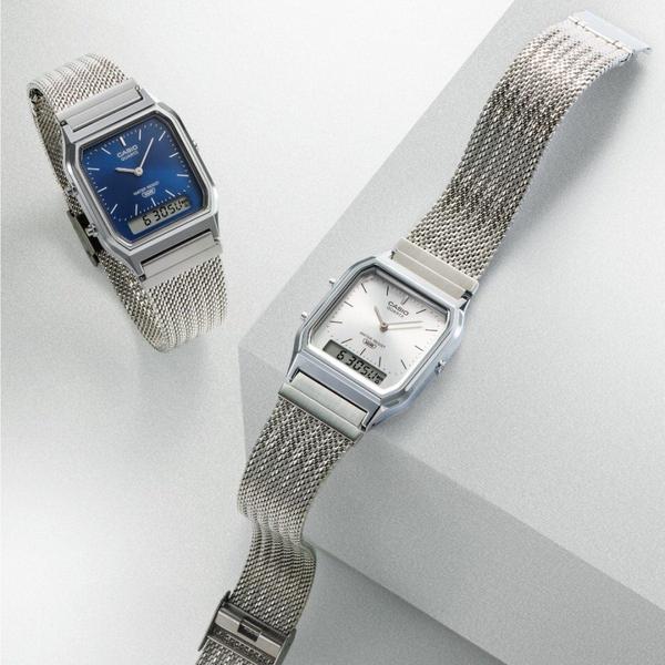 Casio Analog - Digital Vintage Watch AQ230EM-7A White - Silver-Black Sheep Skate Shop