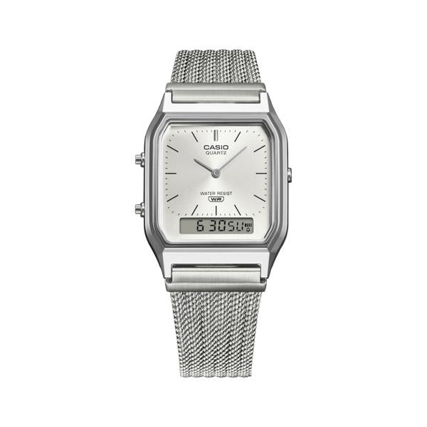 Casio Analog - Digital Vintage Watch AQ230EM-7A White - Silver-Black Sheep Skate Shop