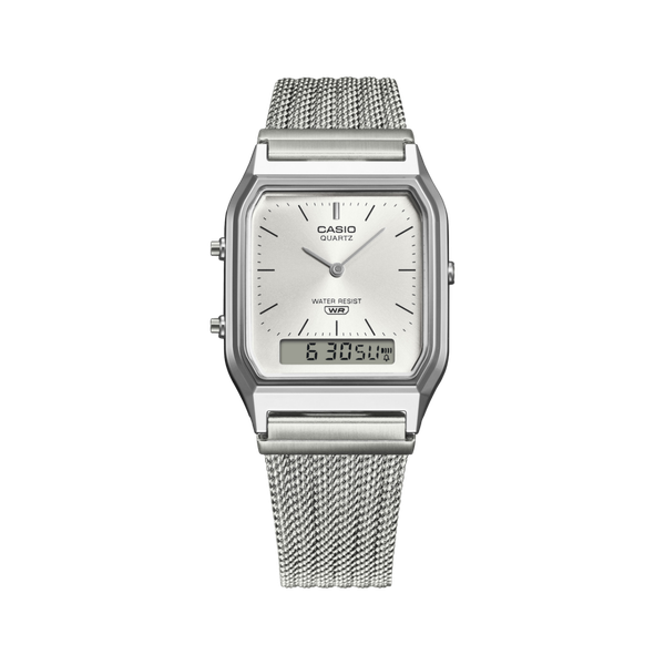 Casio Analog - Digital Vintage Watch AQ230EM-7A White - Silver-Black Sheep Skate Shop