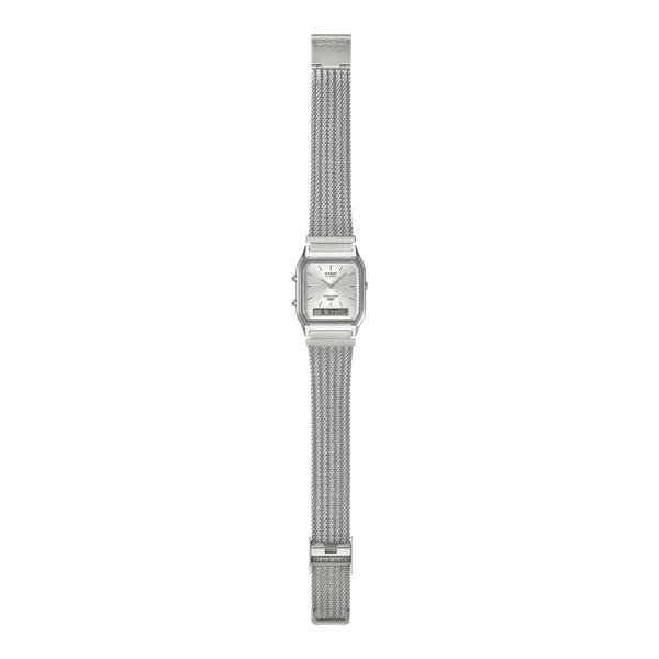 Casio Analog - Digital Vintage Watch AQ230EM-7A White - Silver-Black Sheep Skate Shop