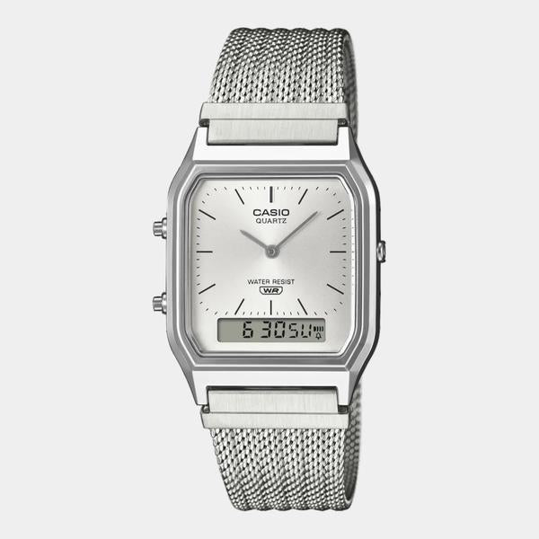 Casio Analog - Digital Vintage Watch AQ230EM-7A White - Silver-Black Sheep Skate Shop