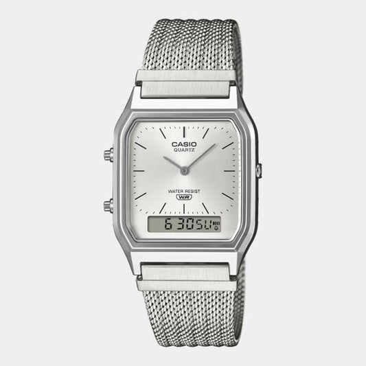 Casio Analog - Digital Vintage Watch AQ230EM-7A White - Silver-Black Sheep Skate Shop