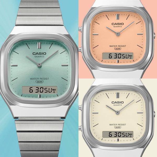 Casio Analog - Digital Vintage Watch AQ240E-2A Silver - Green-Black Sheep Skate Shop