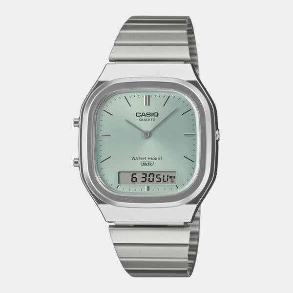 Casio Analog - Digital Vintage Watch AQ240E-2A Silver - Green-Black Sheep Skate Shop