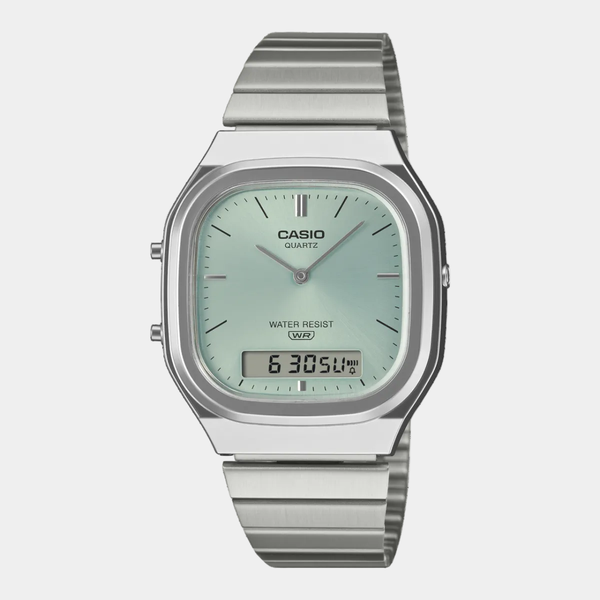 Casio Analog - Digital Vintage Watch AQ240E-2A Silver - Green-Black Sheep Skate Shop