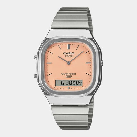 Casio Analog - Digital Vintage Watch AQ240E-4A Silver - Orange-Black Sheep Skate Shop