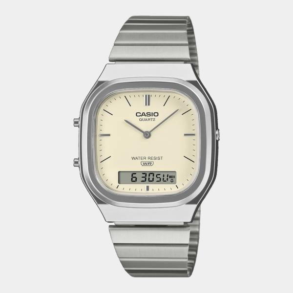 Casio Analog - Digital Vintage Watch AQ240E-7A2 Silver - Cream-Black Sheep Skate Shop