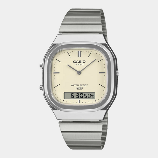 Casio Analog - Digital Vintage Watch AQ240E-7A2 Silver - Cream-Black Sheep Skate Shop