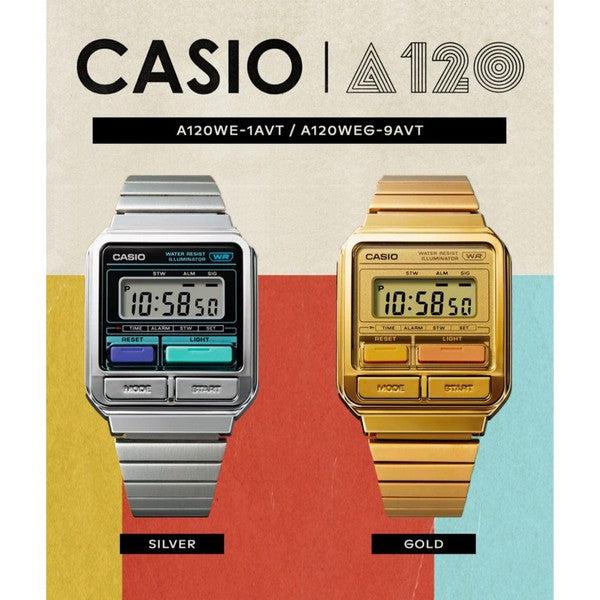 Casio Digital Vintage Watch A120WE-1AVT Silver-Black Sheep Skate Shop