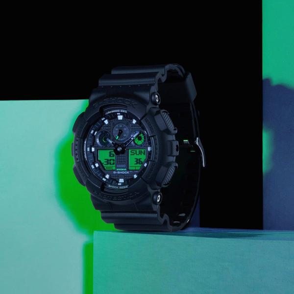 Casio G-Shock Analog-Digital Watch GA100BEG-1A Black - Green-Black Sheep Skate Shop