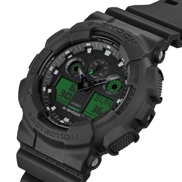 Casio G-Shock Analog-Digital Watch GA100BEG-1A Black - Green-Black Sheep Skate Shop