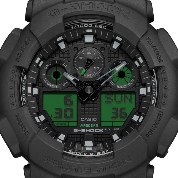 Casio G-Shock Analog-Digital Watch GA100BEG-1A Black - Green-Black Sheep Skate Shop