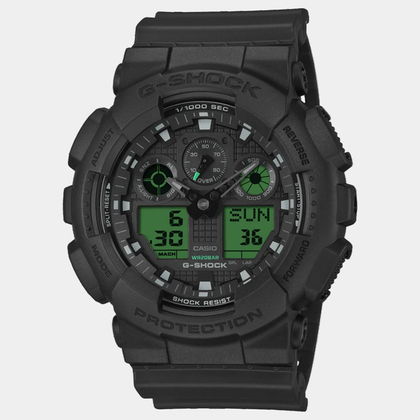 Casio G-Shock Analog-Digital Watch GA100BEG-1A Black - Green-Black Sheep Skate Shop