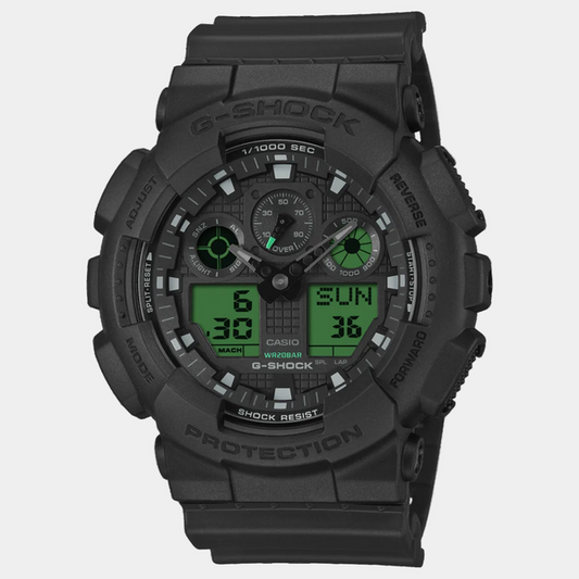 Casio G-Shock Analog-Digital Watch GA100BEG-1A Black - Green-Black Sheep Skate Shop