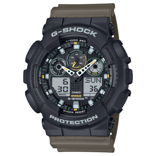 Casio G-Shock Analog - Digital Watch GA100TU-1A3 Black - Olive-Black Sheep Skate Shop