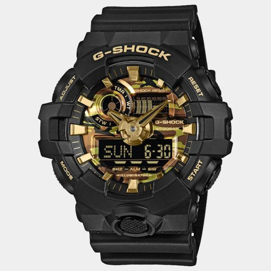 Casio G-Shock Analog-Digital Watch GA700CF-1A Black - Gold Camo-Black Sheep Skate Shop