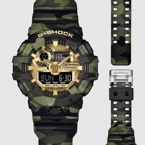 Casio G-Shock Analog-Digital Watch GA700CMG-3A Camo - Gold-Black Sheep Skate Shop