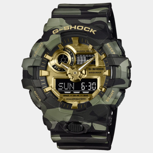 Casio G-Shock Analog-Digital Watch GA700CMG-3A Camo - Gold-Black Sheep Skate Shop