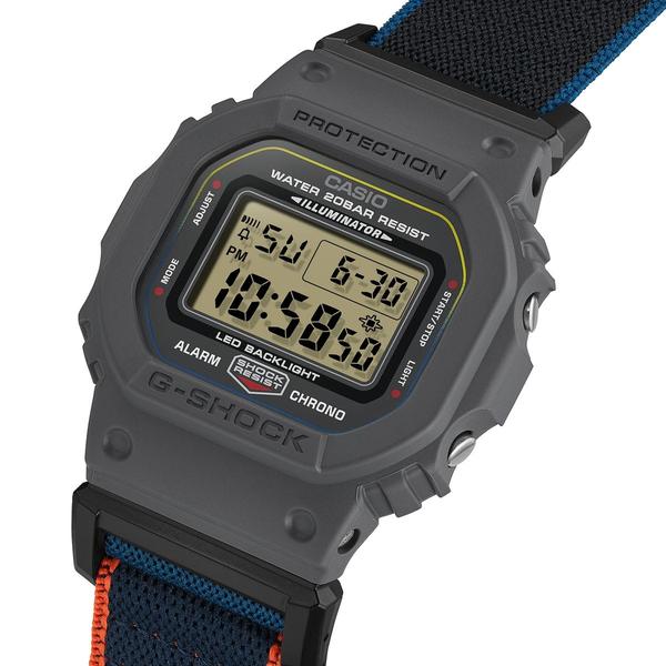 Casio G-Shock Digital Watch DW5600MNC-8A2 Black - Grey - Orange Cloth Band-Black Sheep Skate Shop