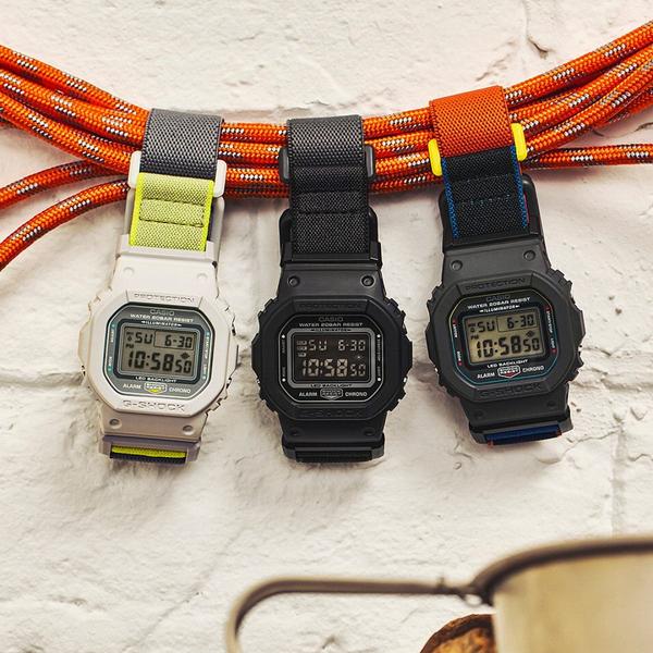 Casio G-Shock Digital Watch DW5600MNC-8A2 Black - Grey - Orange Cloth Band-Black Sheep Skate Shop