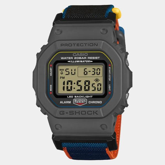 Casio G-Shock Digital Watch DW5600MNC-8A2 Black - Grey - Orange Cloth Band-Black Sheep Skate Shop