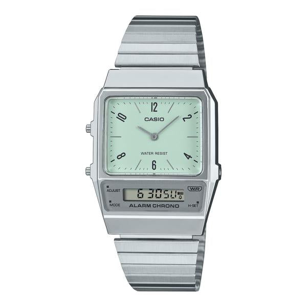 Casio Vintage Collection Analog - Digital Watch AQ800E-3AVT Silver - Light Green-Black Sheep Skate Shop