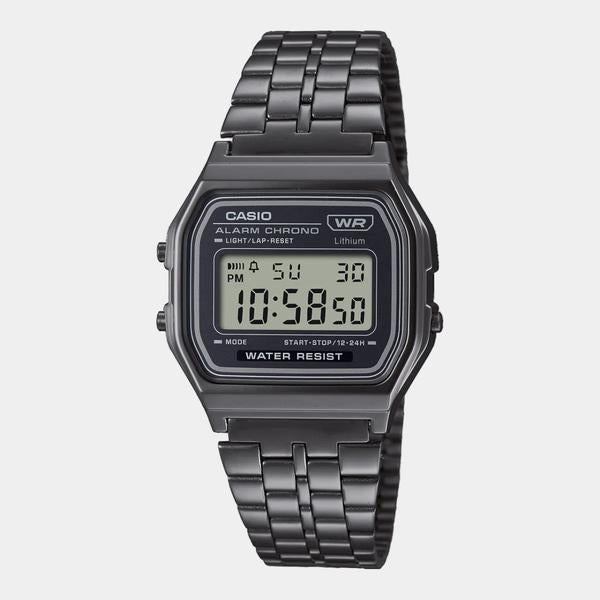 Casio Vintage Collection Digital Watch A158WETB-1A Black Chrome-Black Sheep Skate Shop