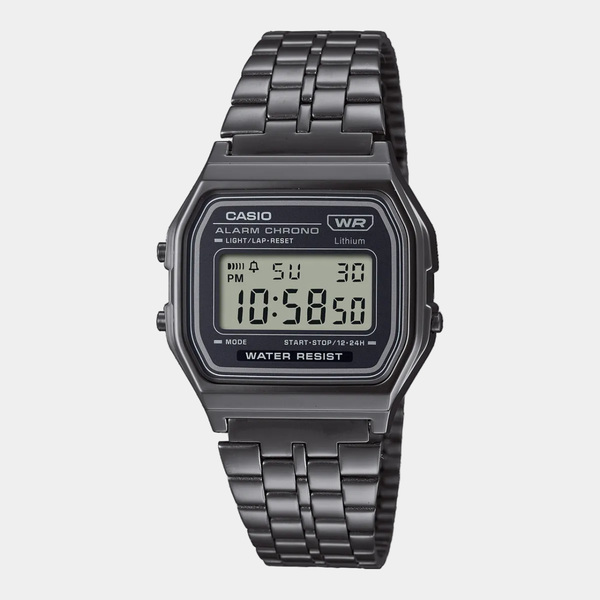 Casio Vintage Collection Digital Watch A158WETB-1A Black Chrome-Black Sheep Skate Shop