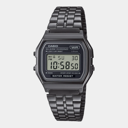 Casio Vintage Collection Digital Watch A158WETB-1A Black Chrome-Black Sheep Skate Shop