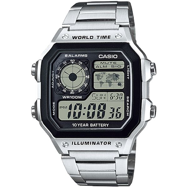 Casio Vintage Collection Digital Watch AE1200WHD-1A Silver-Black Sheep Skate Shop