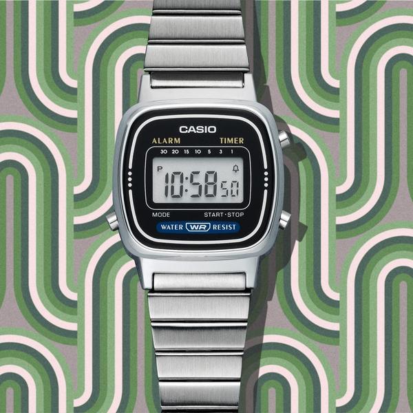Casio Vintage Collection Digital Watch Small LA670WA-1 Silver-Black Sheep Skate Shop