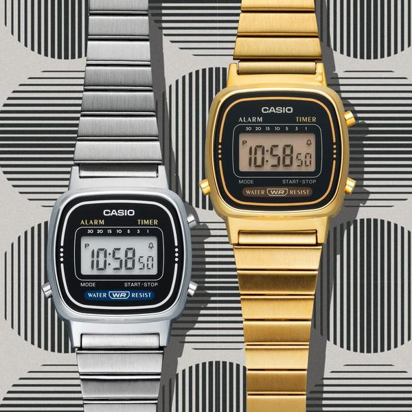 Casio Vintage Collection Digital Watch Small LA670WA-1 Silver-Black Sheep Skate Shop