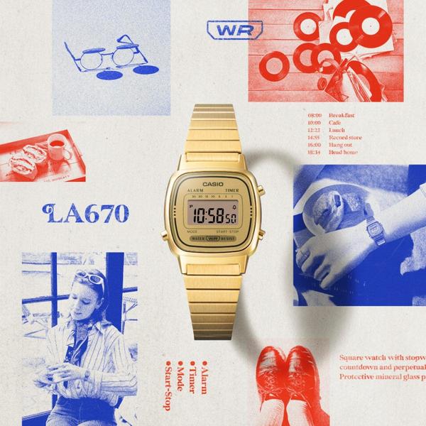 Casio Vintage Collection Digital Watch Small LA670WGA-9VT Gold-Black Sheep Skate Shop