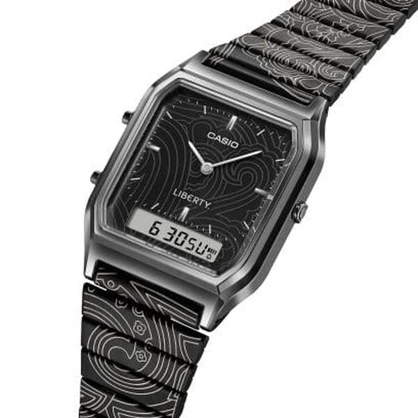 Casio Vintage x Liberty Collaboration Digital - Analog Watch AQ230EBLT-1A Black-Black Sheep Skate Shop
