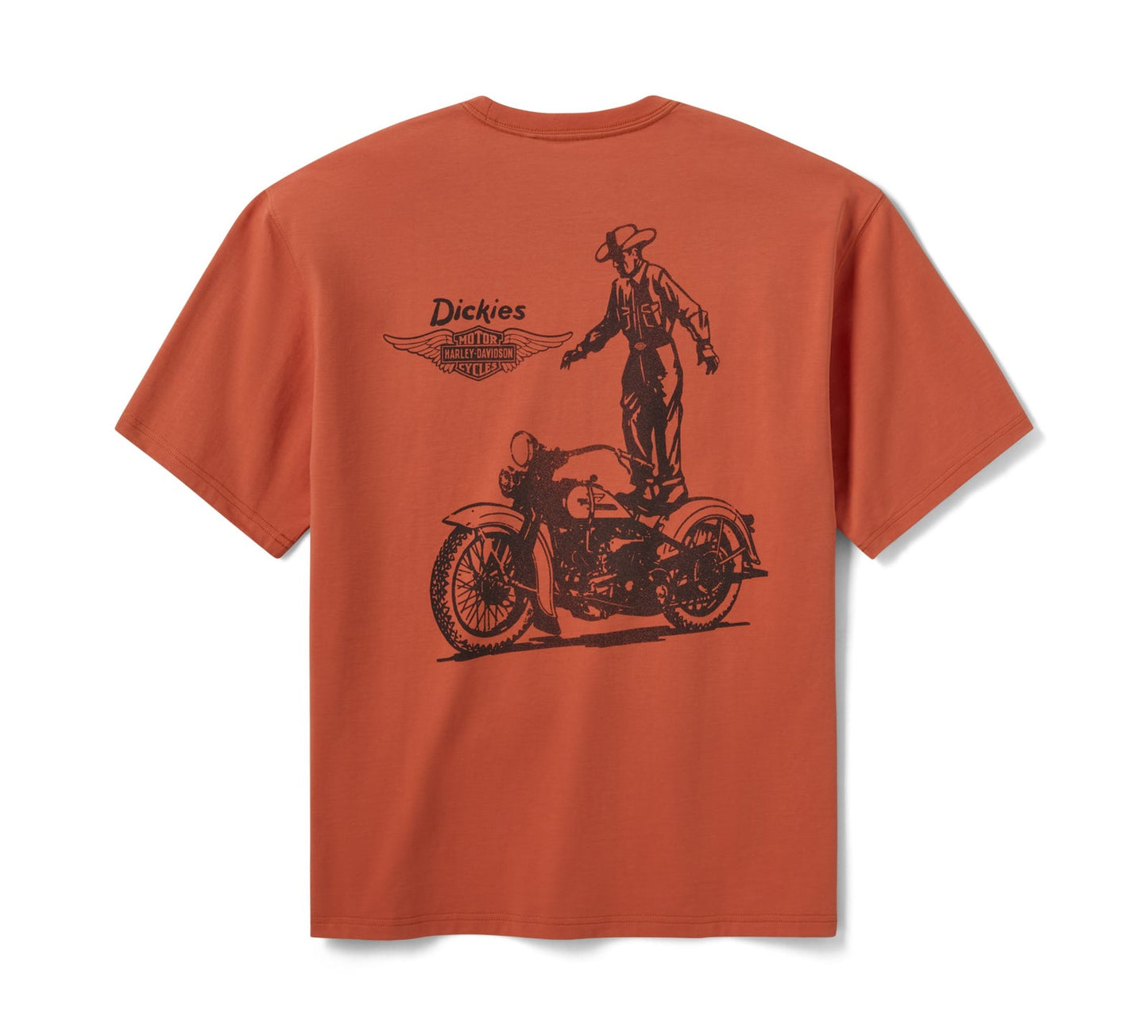 Dickies x Harley Davidson Cowboy Graphic Vintage Wash T-Shirt Orange