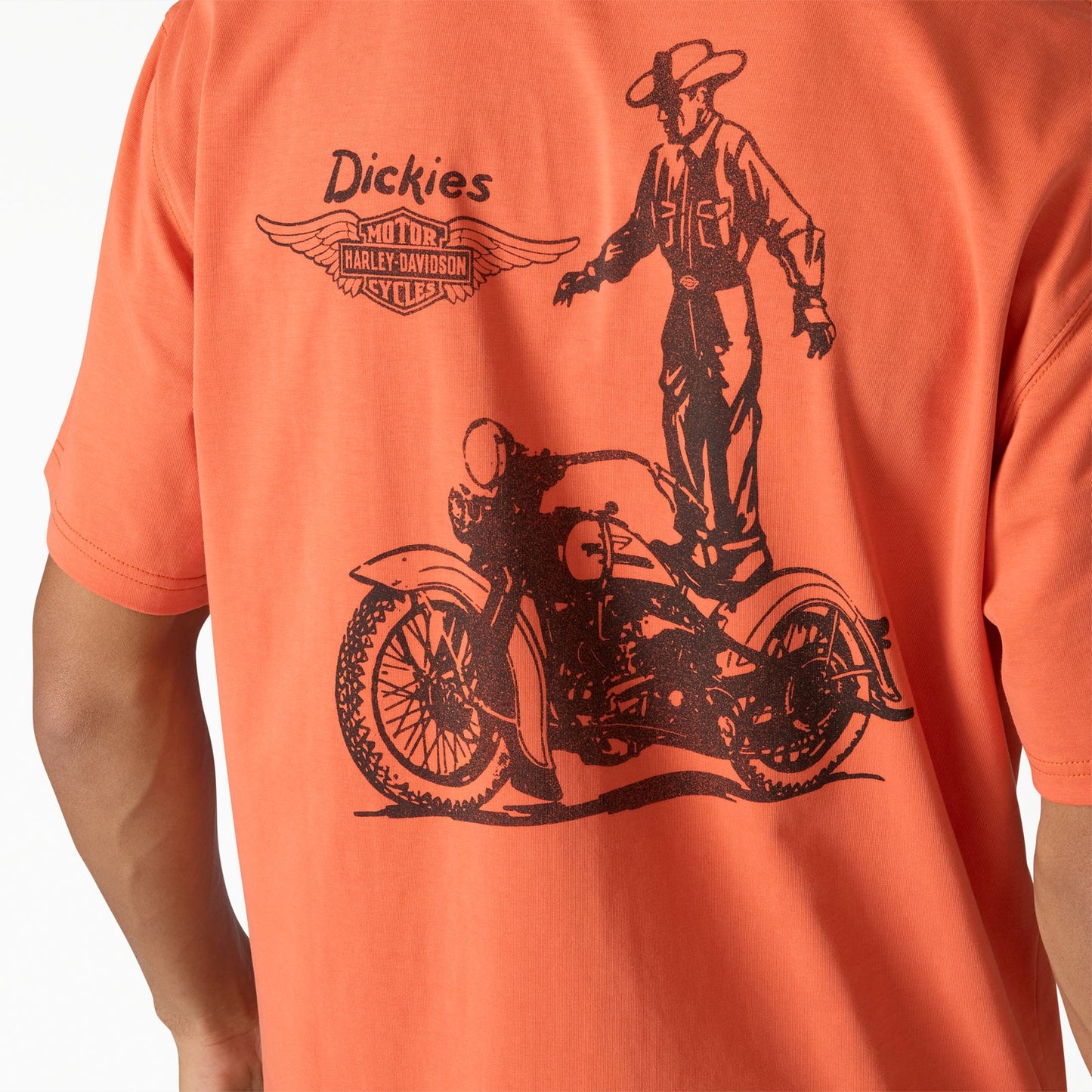 Dickies x Harley Davidson Cowboy Graphic Vintage Wash T-Shirt Orange