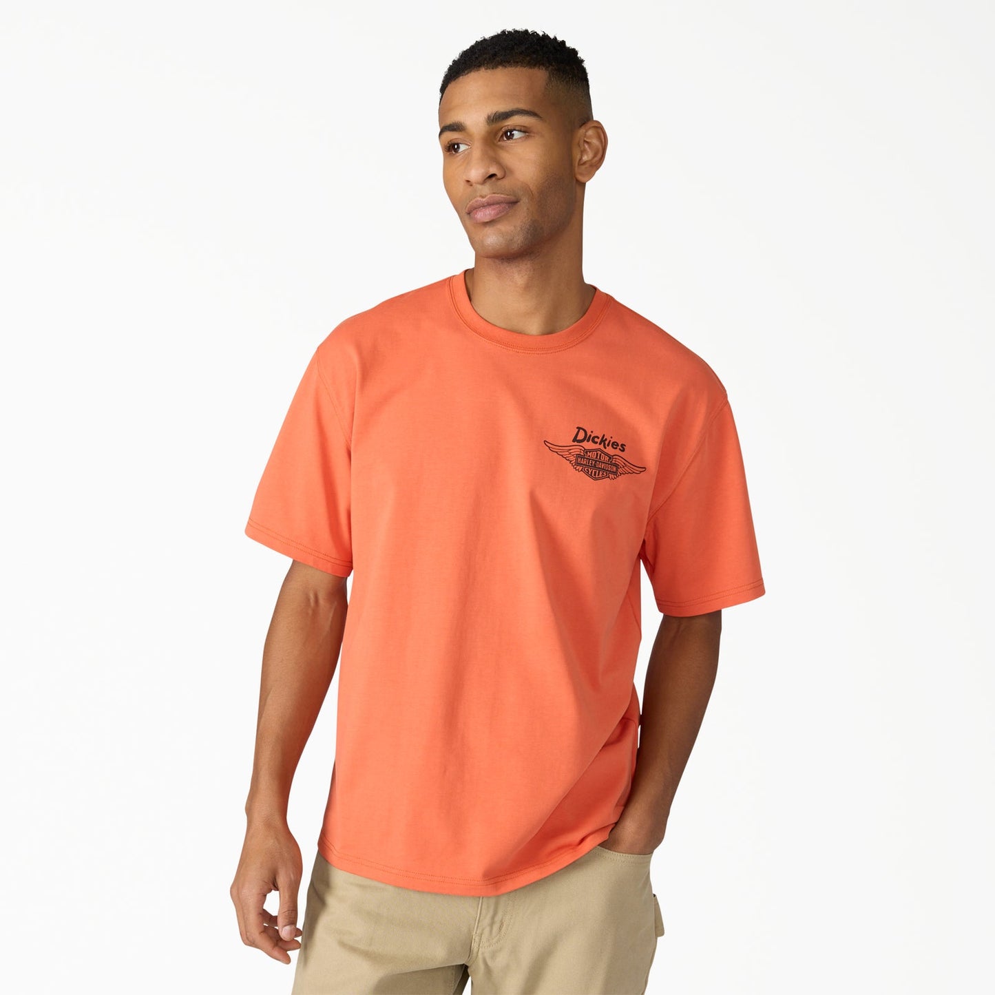 Dickies x Harley Davidson Cowboy Graphic Vintage Wash T-Shirt Orange
