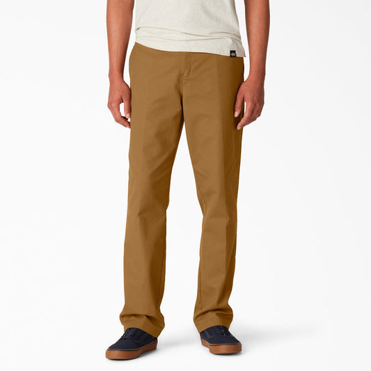 Dickies Skateboarding Pants Flex Slim Fit Straight Leg Brown Duck